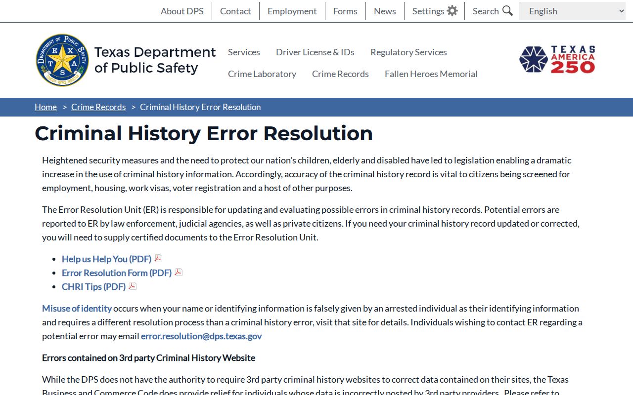 Correcting a Karnes County criminal history through Texas DPS